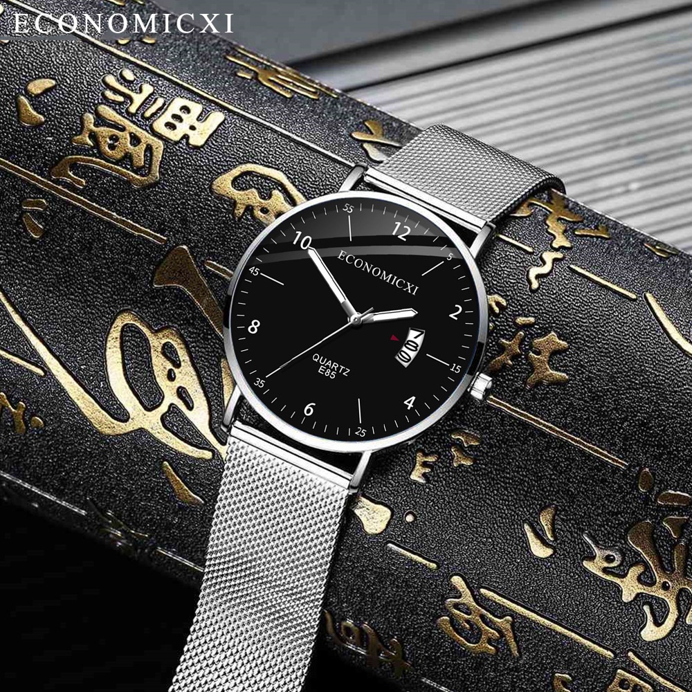 Đồng hồ nam GENEVA dây thép lưới đen chạy lịch ngày cao cấp - Đẳng cấp doanh nhân | BigBuy360 - bigbuy360.vn