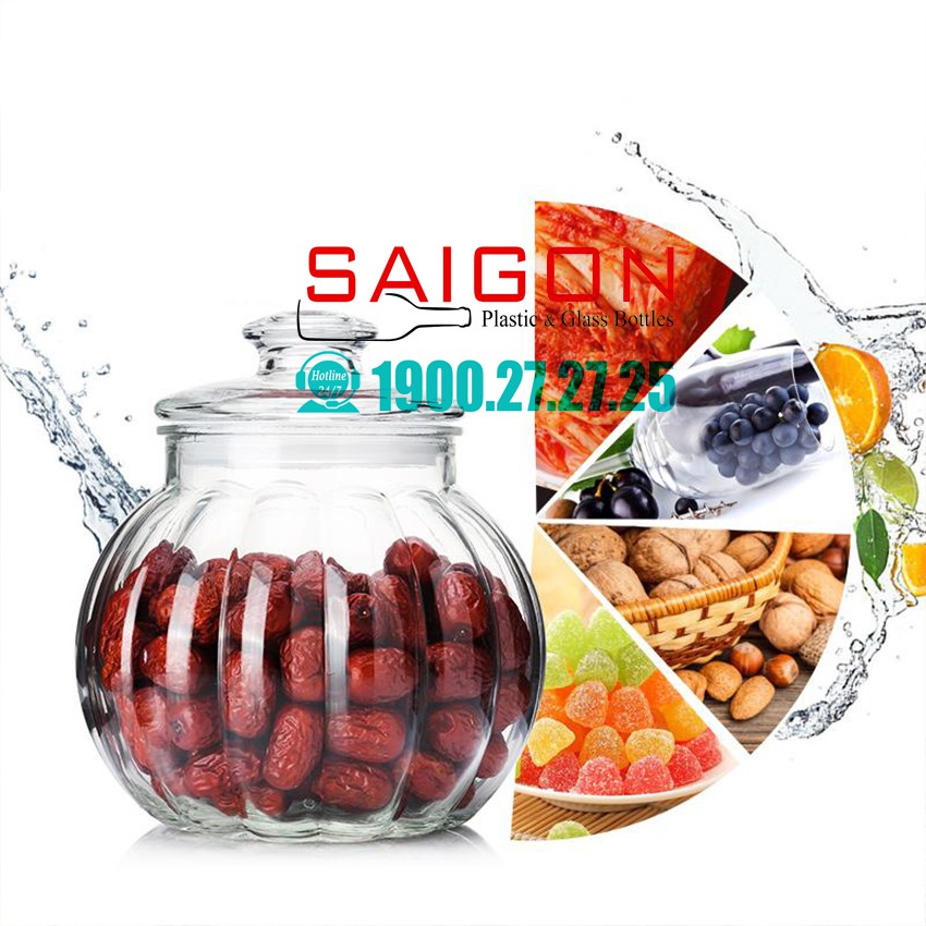Hũ Thủy Tinh Bí Ngô Nắp Thủy Tinh Đựng Thực Phẩm