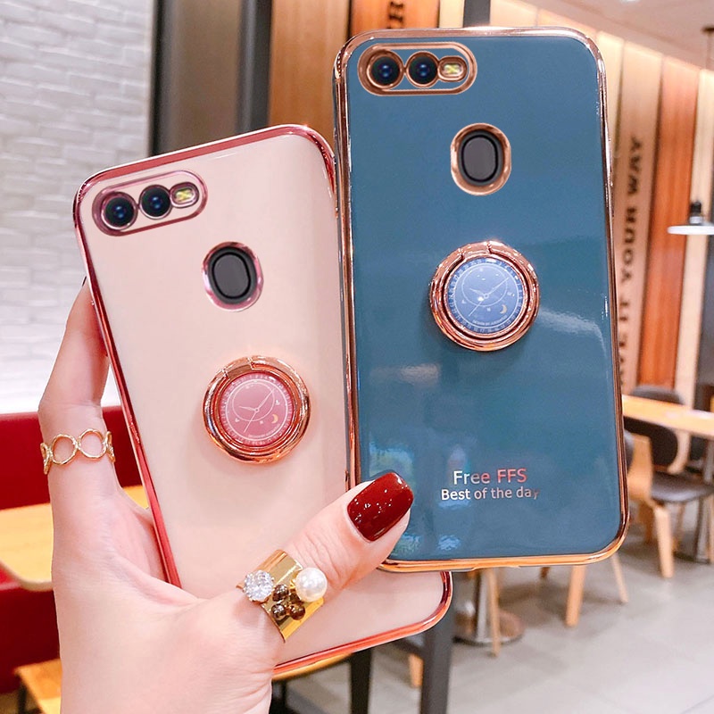 Ốp lưng OPPO A5S A12 F9 F9 Pro case Ốp Điện Thoại Silicon Mềm Mạ Điện Có Vòng Đỡ Cho