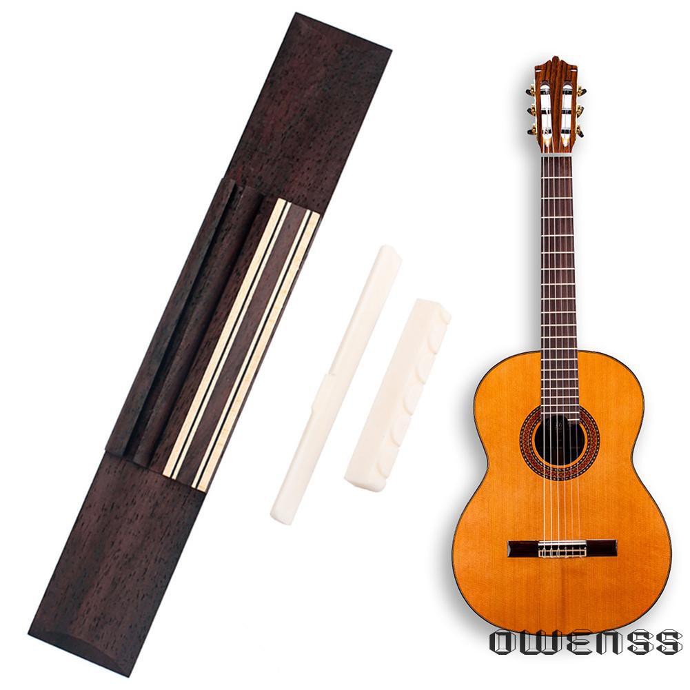 Bộ Ngựa Đàn + Đai Ốc + Xương Đàn Guitar Cổ Điển Bằng Gỗ Hồng Mộc