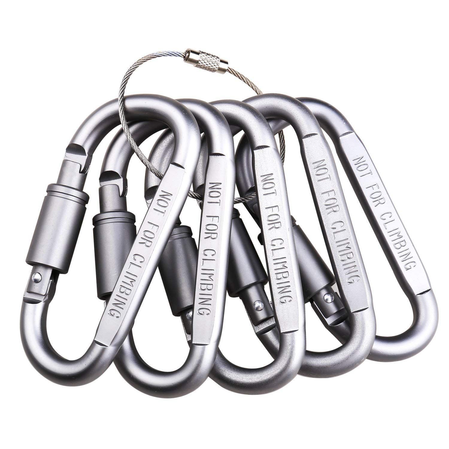 Aluminum alloy D Ring Clip D Shape Super Durable Strong and Large Carabiner keyring Keychain Clip for Outdoor Camping Key Chain Heavy Duty Screw Gate Lock Hooks Spring Link