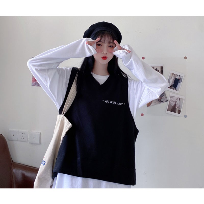 Set áo khoác ghi lê và áo dài tay thời trang năng động trẻ trung cho nữ | BigBuy360 - bigbuy360.vn