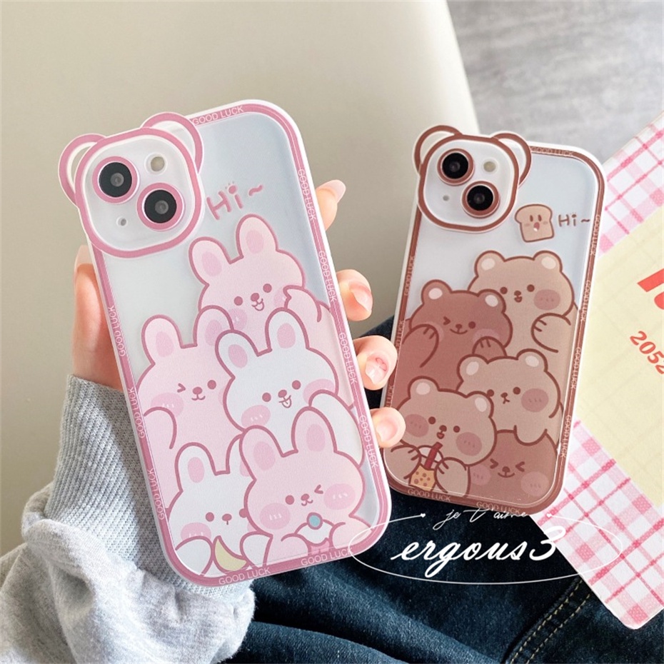 Ốp Điện Thoại Mềm Họa Tiết Gấu / Thỏ Đáng Yêu Cho iPhone 14 13 12 11 Pro Max SE2020 X XR Xs Max 7 8 6 6s Plus