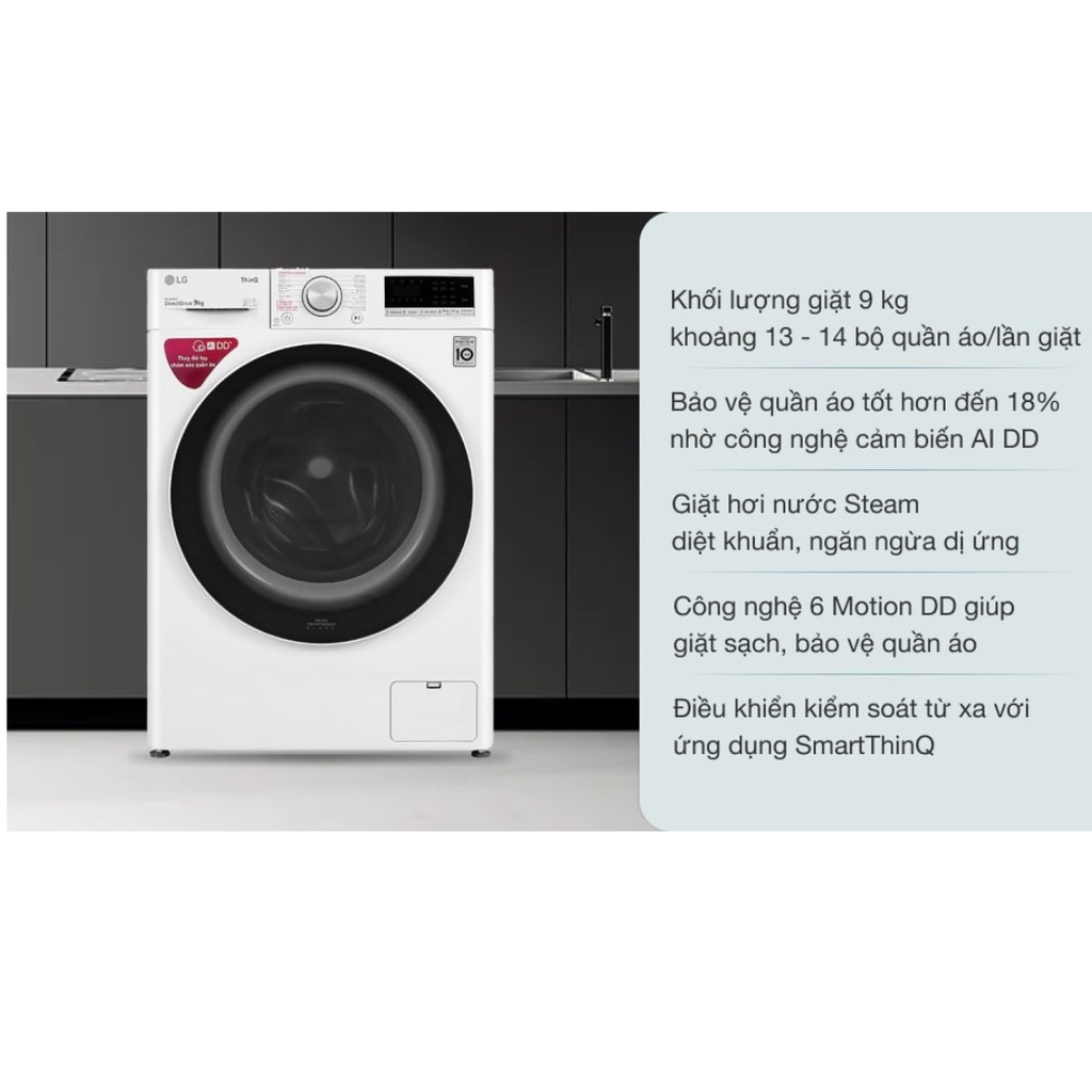 Máy giặt LG Inverter 9 kg FV1409S4W  - Mới 100%