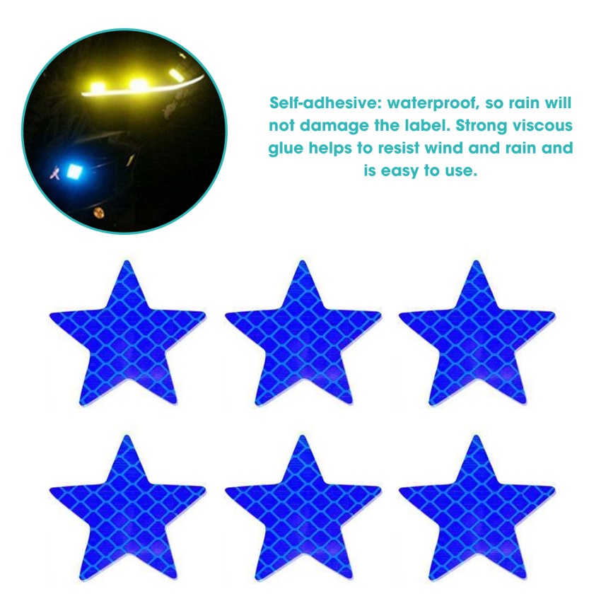 6 Miếng Dán Phản Quang Hình Ngôi Sao Cảnh Báo An Toàn Tự Dính Cho Xe Hơi Xe Tải Xe Máy