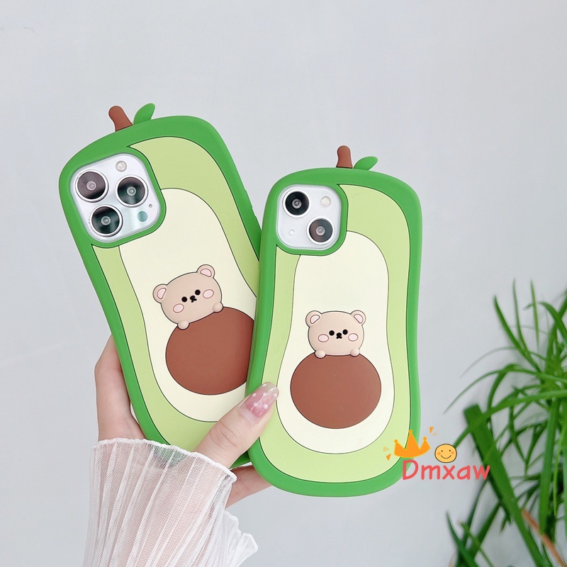 Ốp Điện Thoại Silicon Mềm Hình Gấu/Bơ Cho iPhone 13 Pro Max 12 11 Pro Max X XR XS Max 8 7 6 6s Plus SE 2020