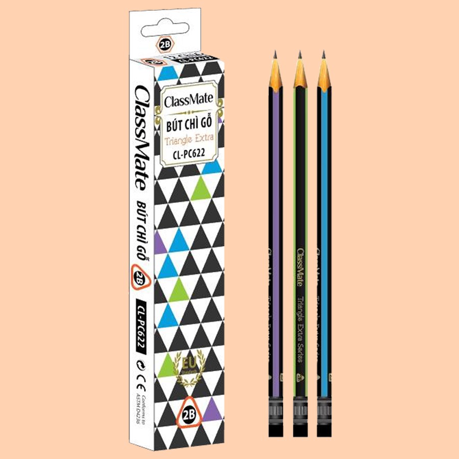 Bút chì gỗ tam giác có tẩy Class Mate 2B CL-PC622
