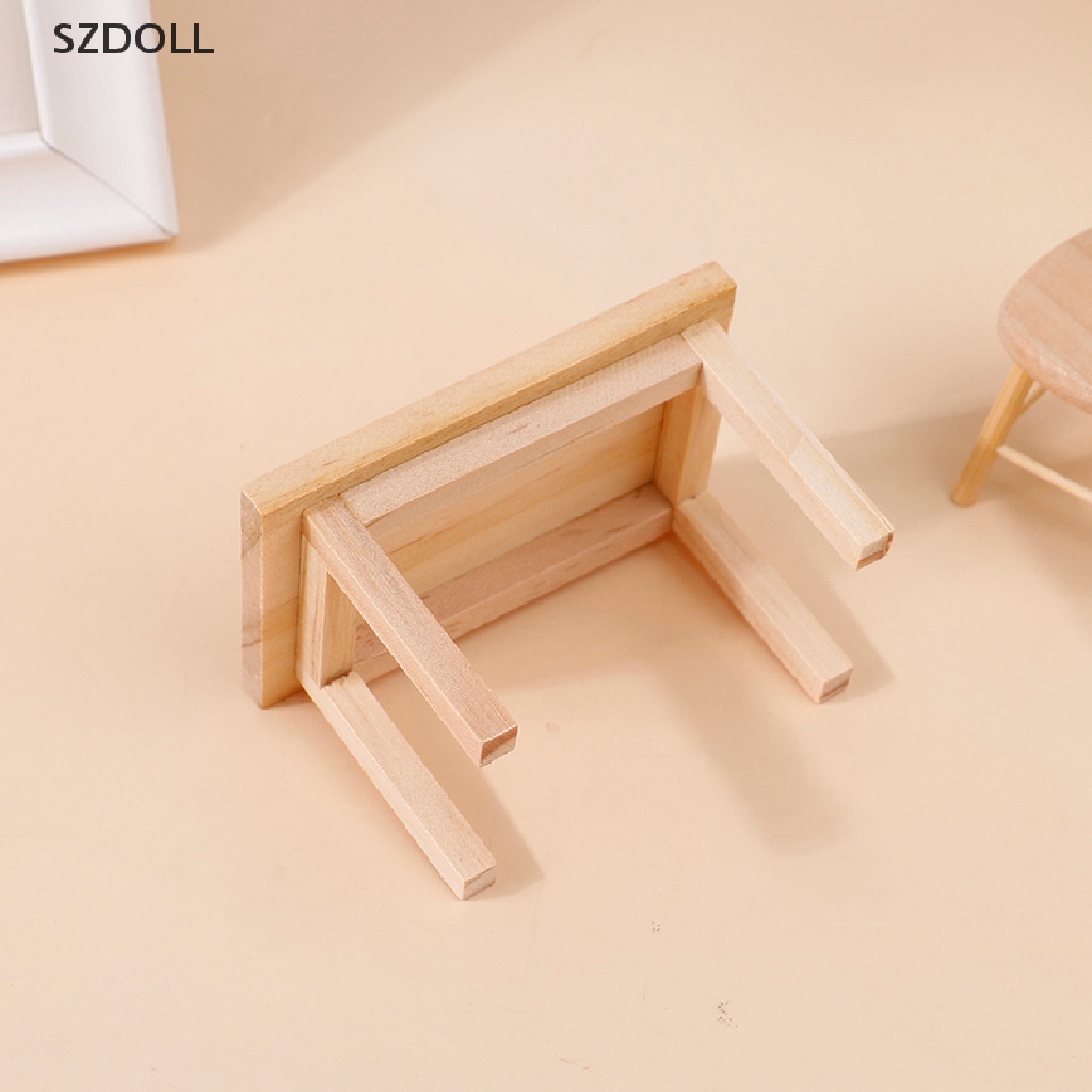 Mô hình bàn gỗ mini trang trí nhà búp bê tỉ lệ 1:12