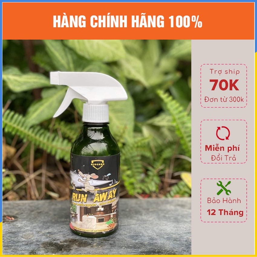 Xịt đuổi chuột, muỗi thảo mộc Run Away không mùi, an toàn dung tích 300ml ( xua đuổi chuột, gián, côn trùng ...hiệu quả)