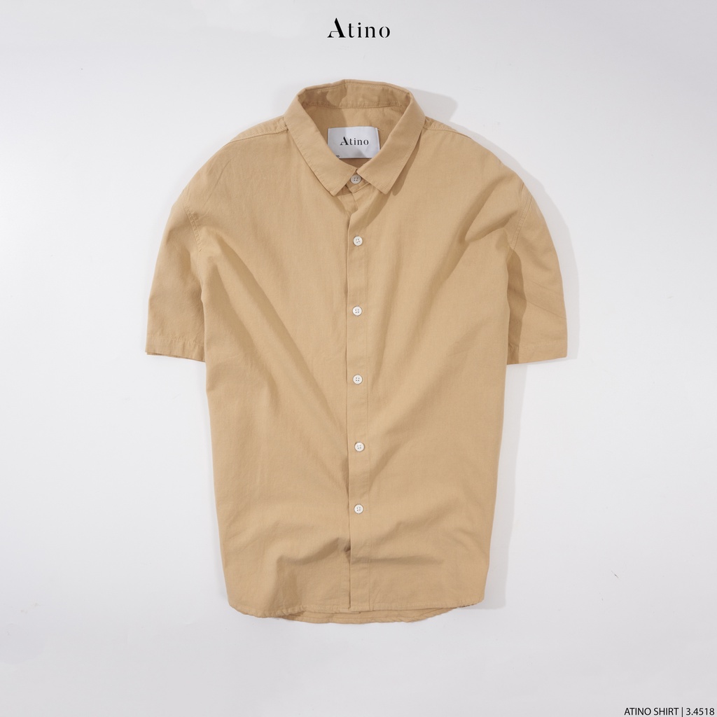 Áo Sơ Mi Cộc Tay Nam Trơn ATINO Vải 100% Cotton mềm mịn thoáng mát Form Regular SM3.4518