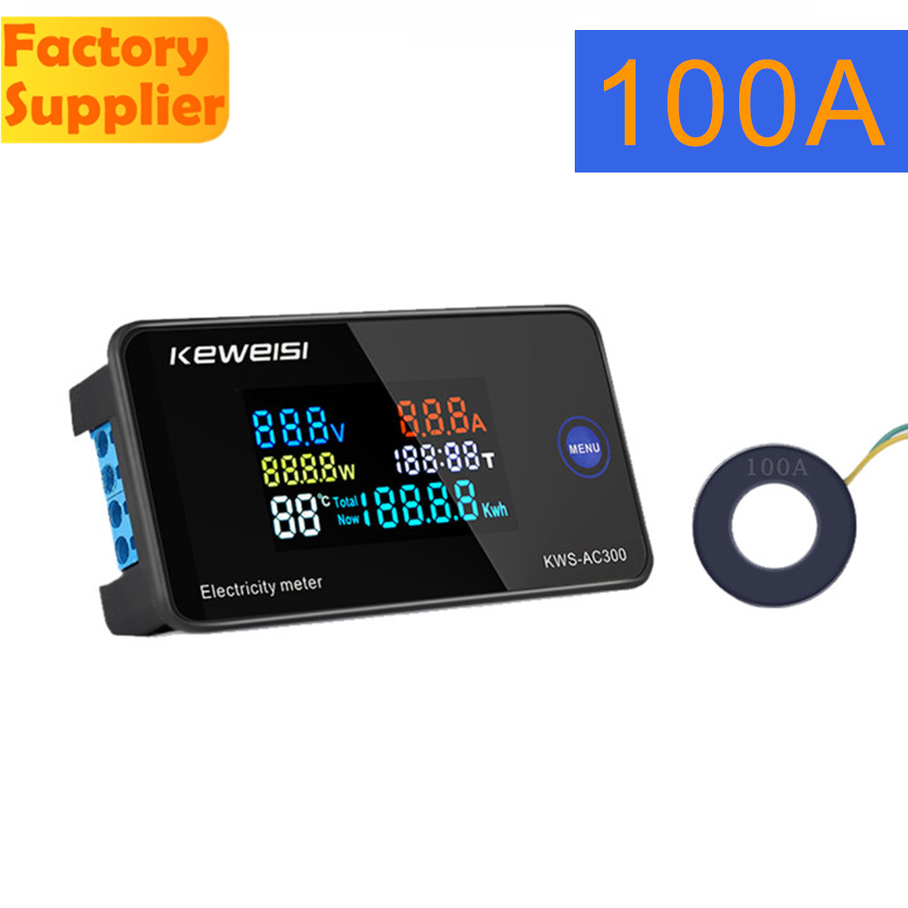 Thiết bị đo nhiệt độ ngoài pcbfun AC50-300V 100A 6 trong 1 màn hình LcdKWS-AC300 6 trong 1 KWS AC300 
