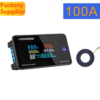 6 In 1 KWS AC300 Thiết Bị Đo Nhiệt Độ Ngoài AC50-300V 100A 6 Trong 1 Màn Hình LcdKWS-AC300