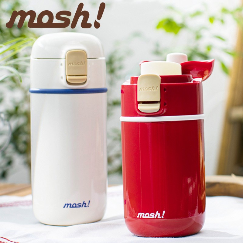 Mosh Nhật Bản nắp bật lên cốc giữ nhiệt cốc Latte di động thời trang cốc cà phê nữ bằng thép không gỉ đơn giản đi kèm đèn giá trị cao