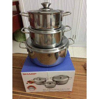 Bộ 3 nồi inox Sharp cho bếp từ