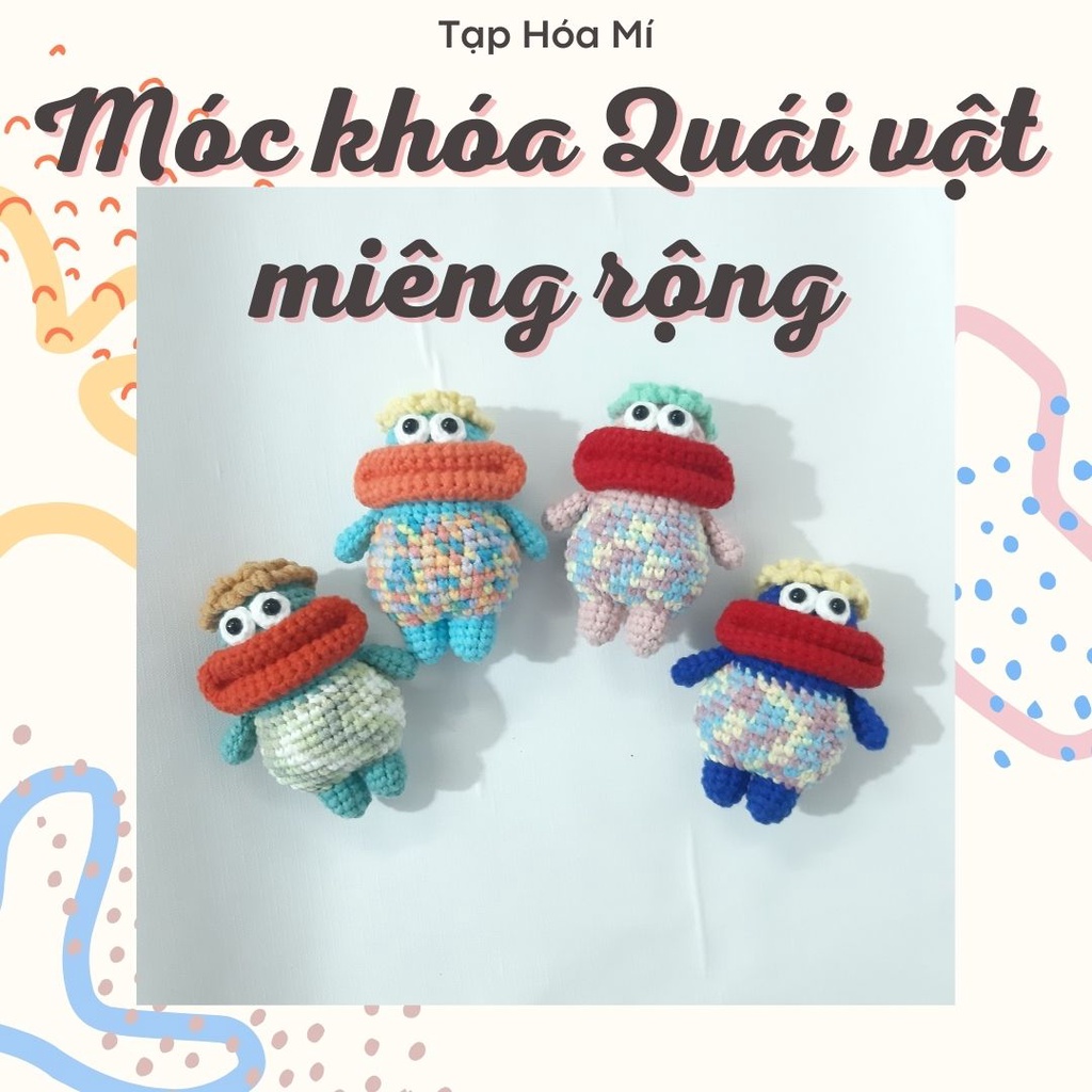 MÓC KHÓA QUÁI VẬT MIỆNG RỘNG LEN HANDMADE SIÊU ĐÁNG YÊU