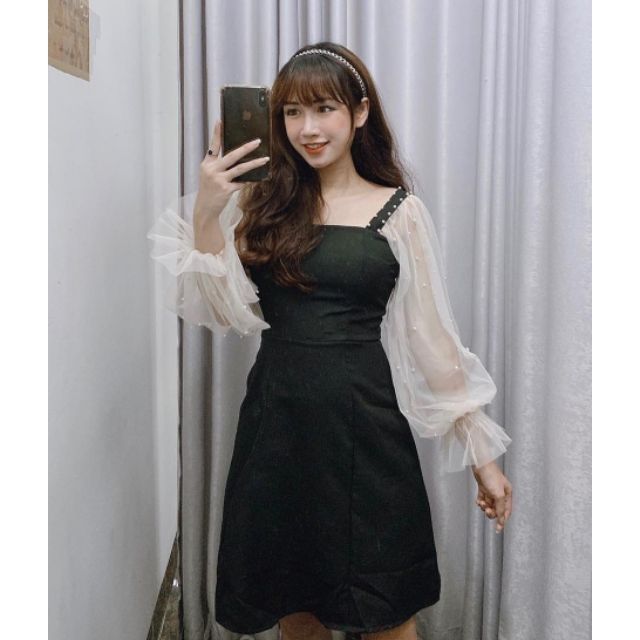 Đầm trắng dự tiệc nữ tay đính ngọc hàng loại 1 siêu xinh _(kèm ảnh thật)