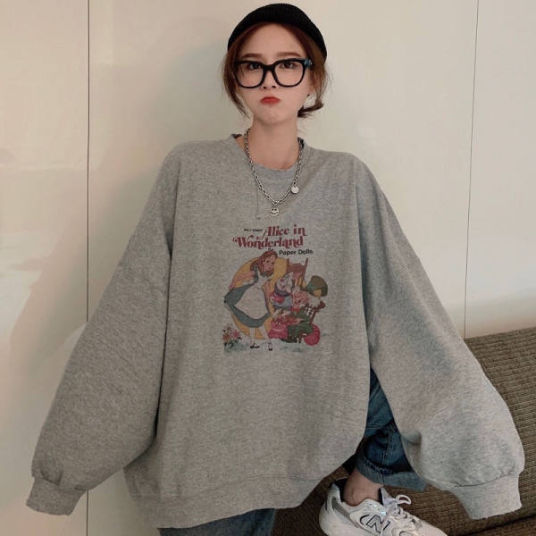 NRVP Áo hoodie tay dài dáng rộng phong cách Hàn Quốc mới dành cho nữ