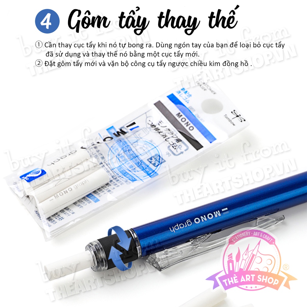 Bút chì cơ khí lắc đẩy ngòi TOMBOW Mono Graph cao cấp Nhật Bản ngòi 0.3mm/0.5mm THEARTSHOP