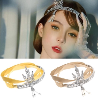 Art Deco Women 1920S Vintage Bridal Headpiece Trang phục Phụ kiện tóc Flapper Great Gatsby Leaf Locket Pearl Headband