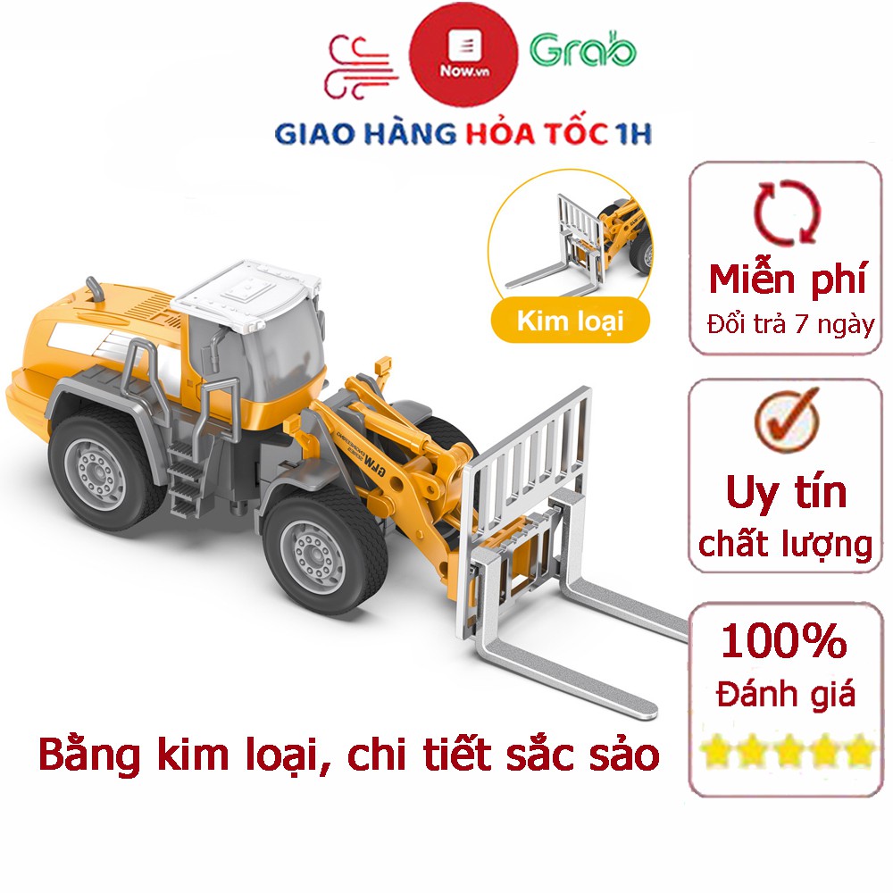 Đồ chơi mô hình xe nâng hàng đầu nâng bằng kim loại nguyên khối, chi tiết đẹp (loại cao cấp)