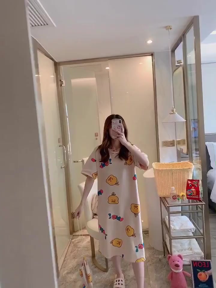 DIDIKA Đầm ngủ tay ngắn dễ thương phong cách Hàn Quốc thời trang mùa hè cao cấp cho nữ | BigBuy360 - bigbuy360.vn