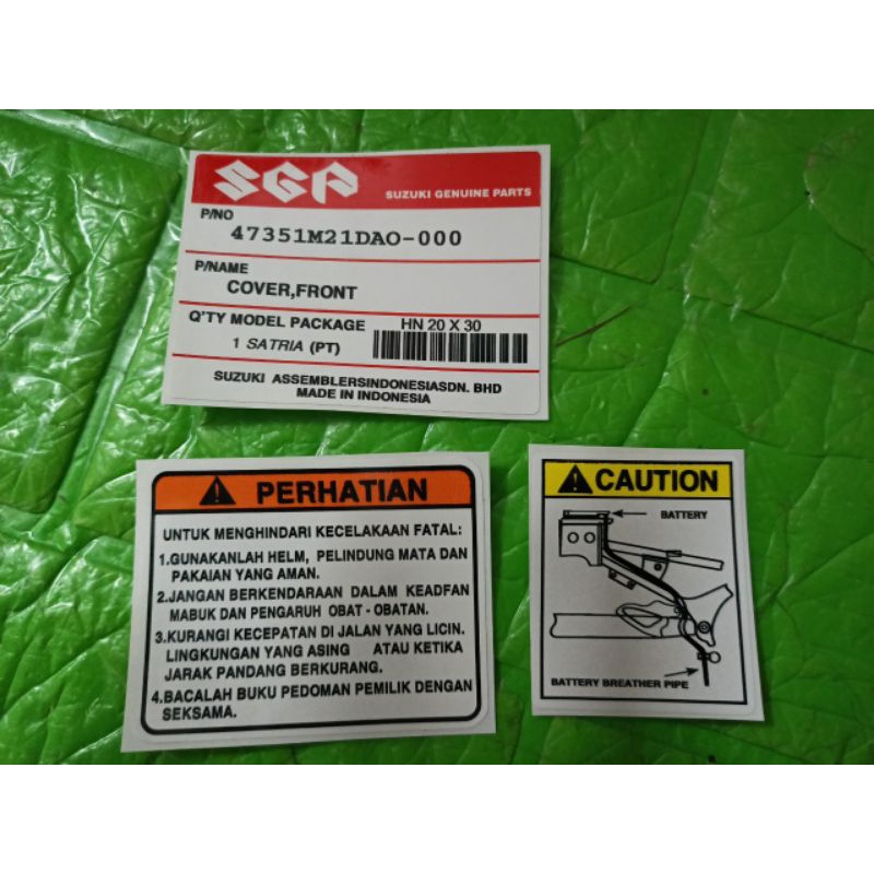 Bộ tem thông số Satria Indonesia