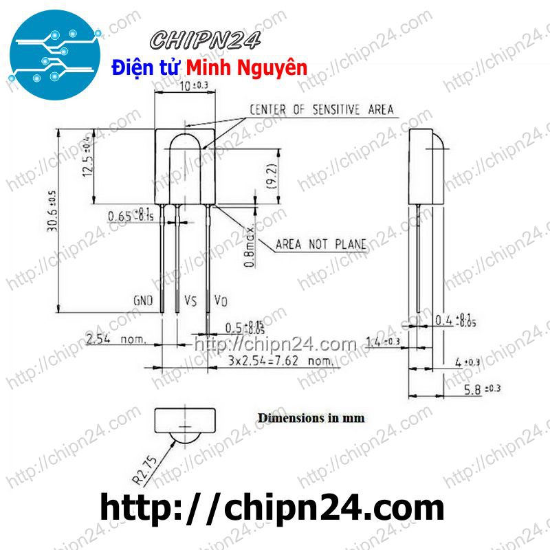 [1 CÁI] Mắt thu hồng ngoại HS0038A2 Vishay