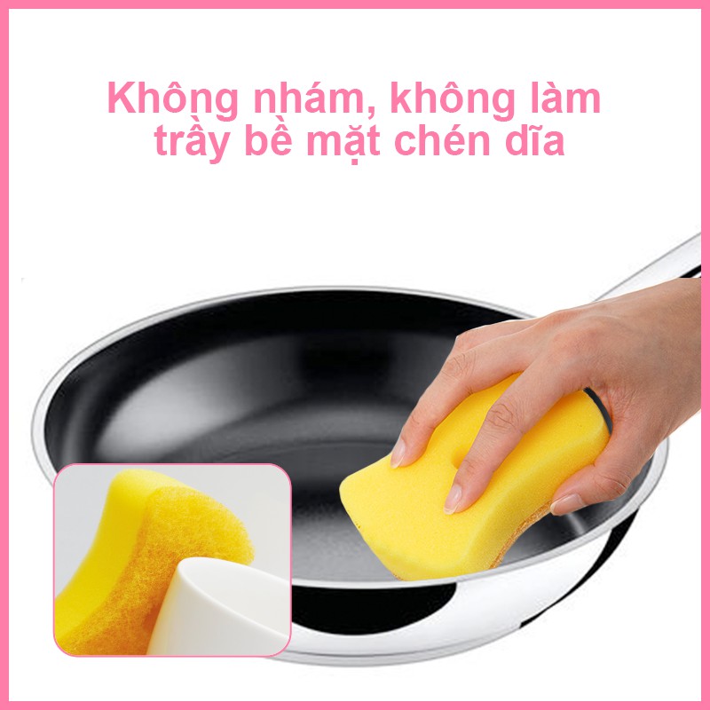 [Combo 2 cái] Miếng bọt biển MyJae Đài Loan rửa bát rửa chén đa năng chống trầy xước kèm miếng nhựa hít kê