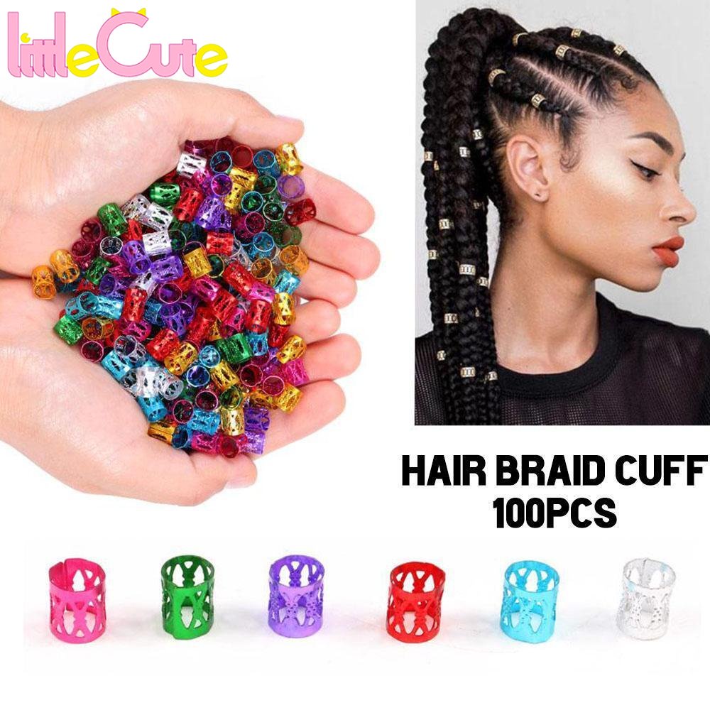 Bộ 100 Nút Kim Loại / Vòng Bện Tóc Giả Phong Cách Hip hop Cá Tính