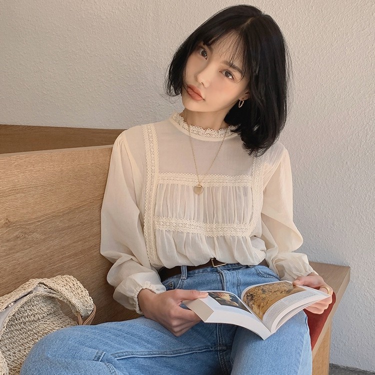 Áo sơ mi bèo viền ren mới nhiều màu hàng Quảng châu