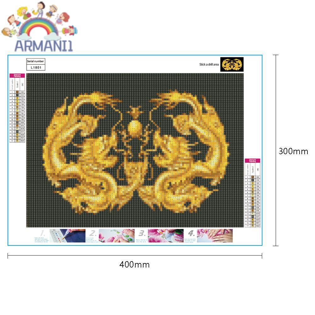 Armani Tranh Thêu Chữ Thập Đính Đá Kim Cương 5d Diy Hình Vẽ 2 Con Rồng