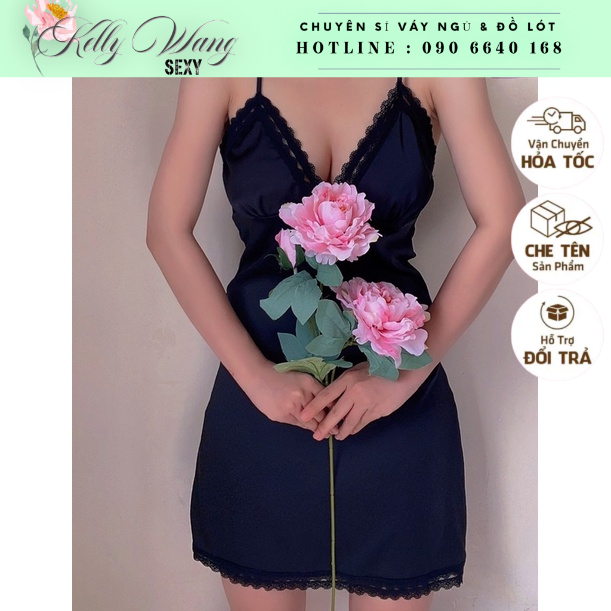 Sx 638 váy ngủ lụa satin - đầm ngủ cao cấp -Kellywang