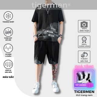 Quần Áo Hè Nam Tigermen Cotton Cao Cấp Thể Thao Bộ Nam Mùa Hè Áo Thun Tay Ngắn Đồ Nam Mẫu Hot Loang T183