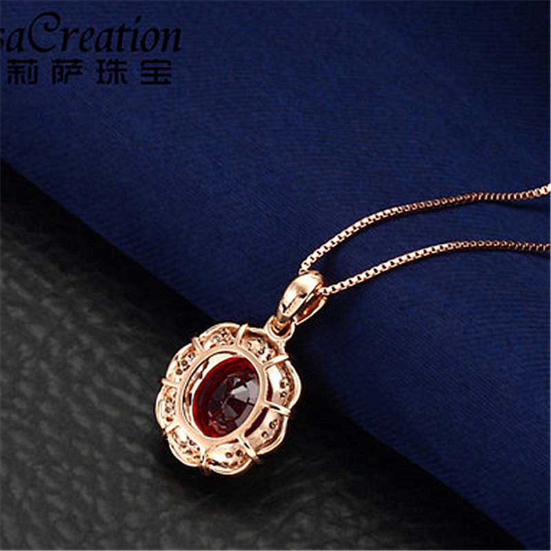 Dây Chuyền Mặt Hình Giọt Nước Đính Đá Ruby Ruby Phong Cách Hàn Quốc