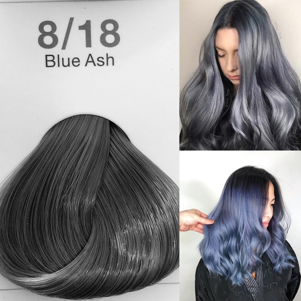 Thuốc nhuộm tóc xám khói xanh Blond Blue Ash mã màu 8/18