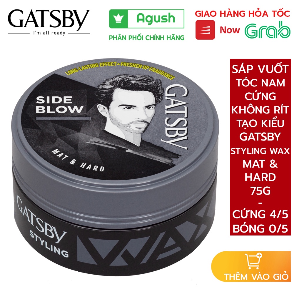 Sáp vuốt tóc nam chính hãng thơm tạo kiểu tóc Gatsby Styling Wax Mat Hard lọ 75g cứng không bóng bết giữ nếp lâu giá rẻ