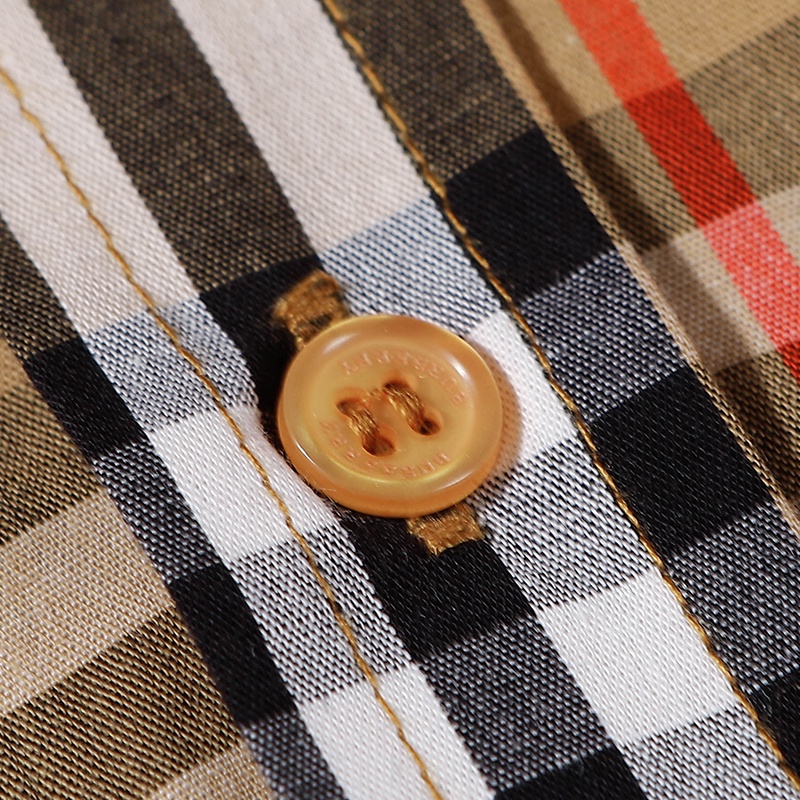 ❤❀  ❤ Burberr--------Áo Sơ Mi Cotton Tay Ngắn Kẻ Sọc Phong Cách Vintage Dành Cho Cặp Đôi
