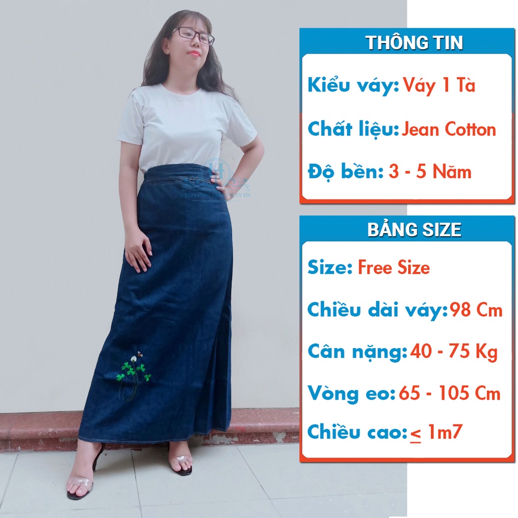 SET Đồ Chống Nắng Jean Gồm Áo Khoác Chống Nắng Jean Nữ Và Váy Chống Nắng Jean Nữ Cao Cấp Thêu Họa Tiết Cỏ 3 Lá