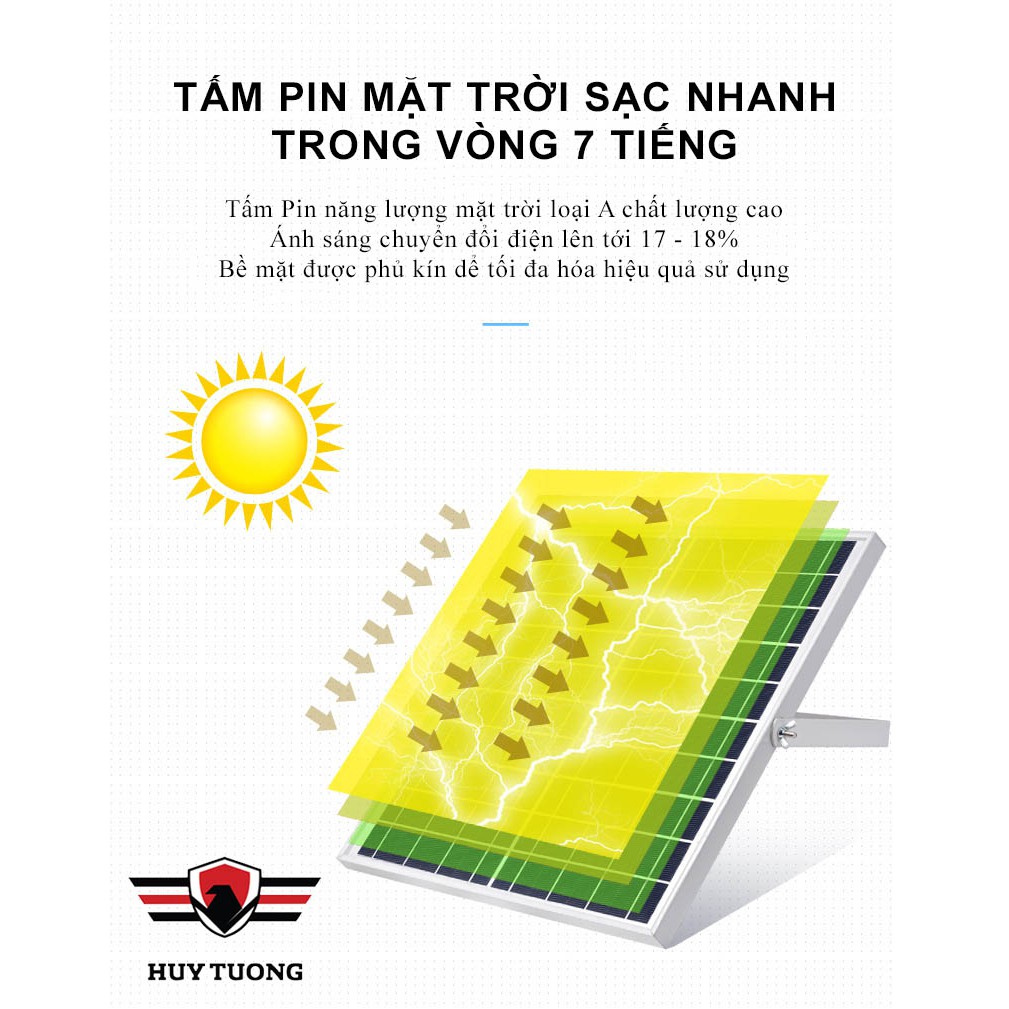 Đèn pha Led năng lượng mặt trời ( 30W - 60W - 100W - 200W ) cao cấp - Huy Tưởng