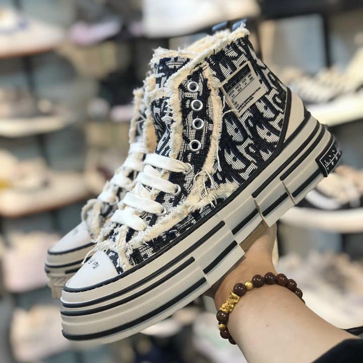 Giày Sneaker X VESSEL cổ cao phiên bản hoạ tiết SEASON 2021 xVESSEL Giày Sneaker Vessel rách cao cổ 2021 Full size