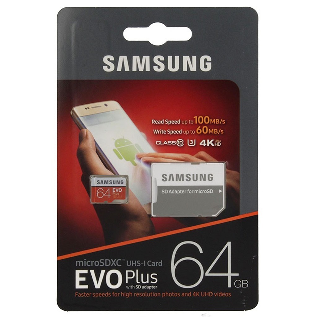 Thẻ Nhớ Micro SD Samsung Evo Plus 64GB U3 Class 10 - 100MB/s (Kèm Adapter) | BigBuy360 - bigbuy360.vn