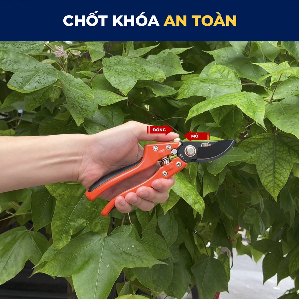 Kéo Cắt Cành Cây Theoid Tiger Dụng cụ làm vườn bộ gồm 3 kìm cắt cành thép SK5