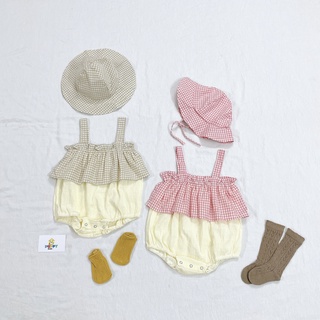 Set trang phục bé gái 🌸🌸 2 dây + mũ kẻ 🌸🌸