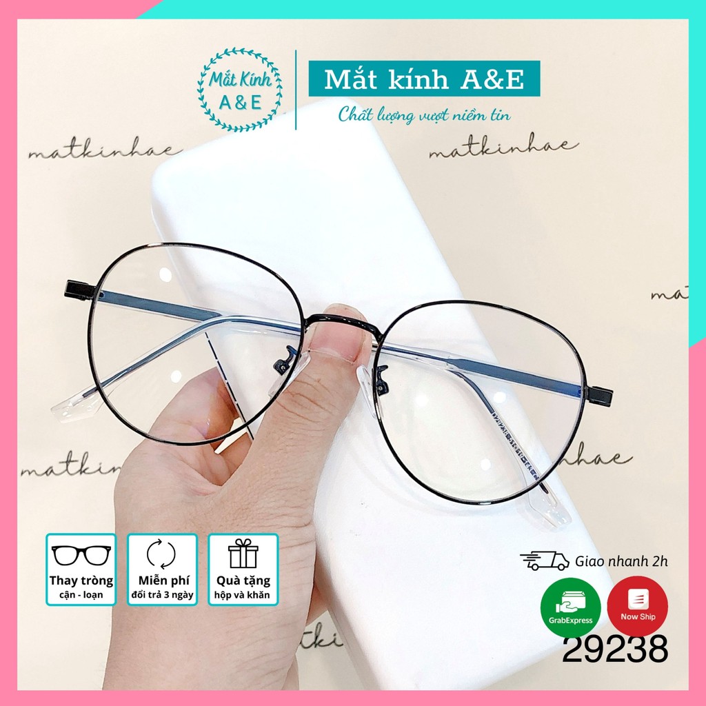 Kính mắt tròn nữ nam AMIE Eyewear gọng kính cận kim loại bọc nhựa giảm đau tai kiểu dáng trẻ trung cao cấp 29238