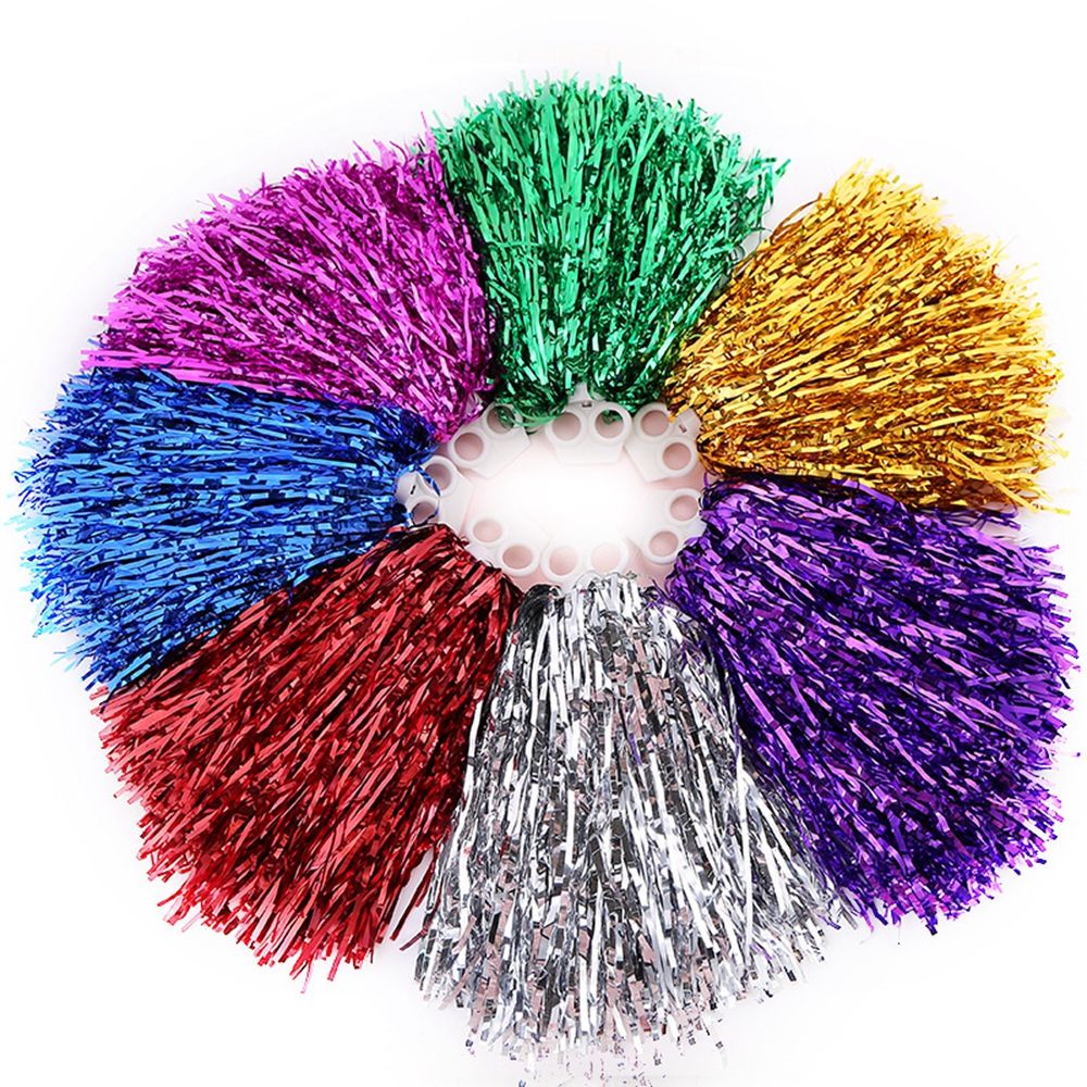 MAYSHOW 6pairs Concert Cheerleading Cheering Ball Dress Costume Dance Party Decorator Cheerleader pompoms Fancy Competition Flower 2 styles Double hole handle Club Sport Supplies