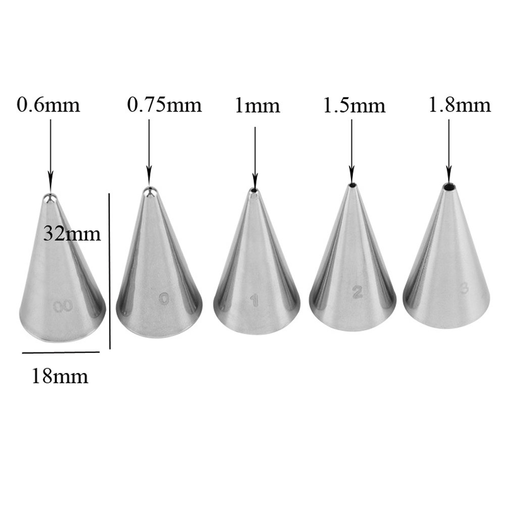 Bộ 5 Đuôi Bắt Bông Kem Trang Trí Bánh Bằng Thép Không Gỉ