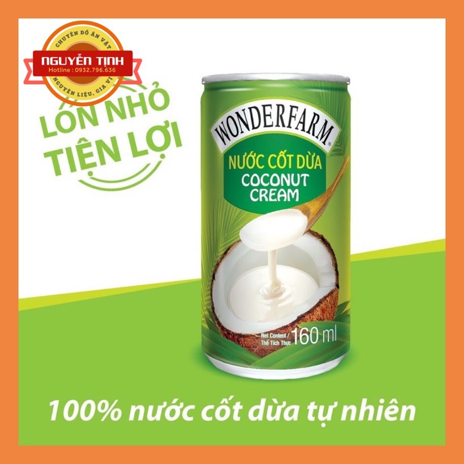 Nước Cốt Dừa Wonderfarm Đóng Lon 160ml - Tiện Lợi