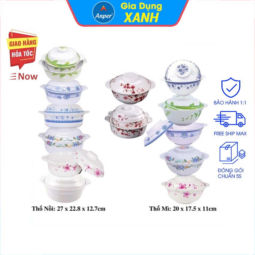 Thố nồi tô nhựa Melamine ANPER 20cm - 27 cm cao cấp Nhật Hàn Dish plate đĩa chén bát dĩa đẹp