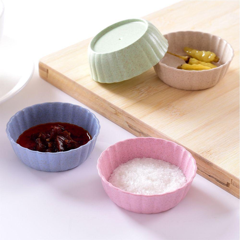 Set 4 Đĩa Đựng Nước Chấm Hình Tròn Bằng Chất Liệu Rơm Lúa Mì