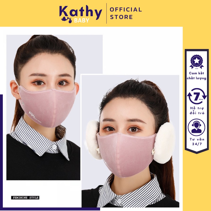 Khẩu Trang Bịt Tai Giữ Ấm Mùa Đông Cho Chất Nỉ Lông Cừu 2 Lớp Giữ Nhiệt Chống Nắng Mềm Mịn Dễ Thương